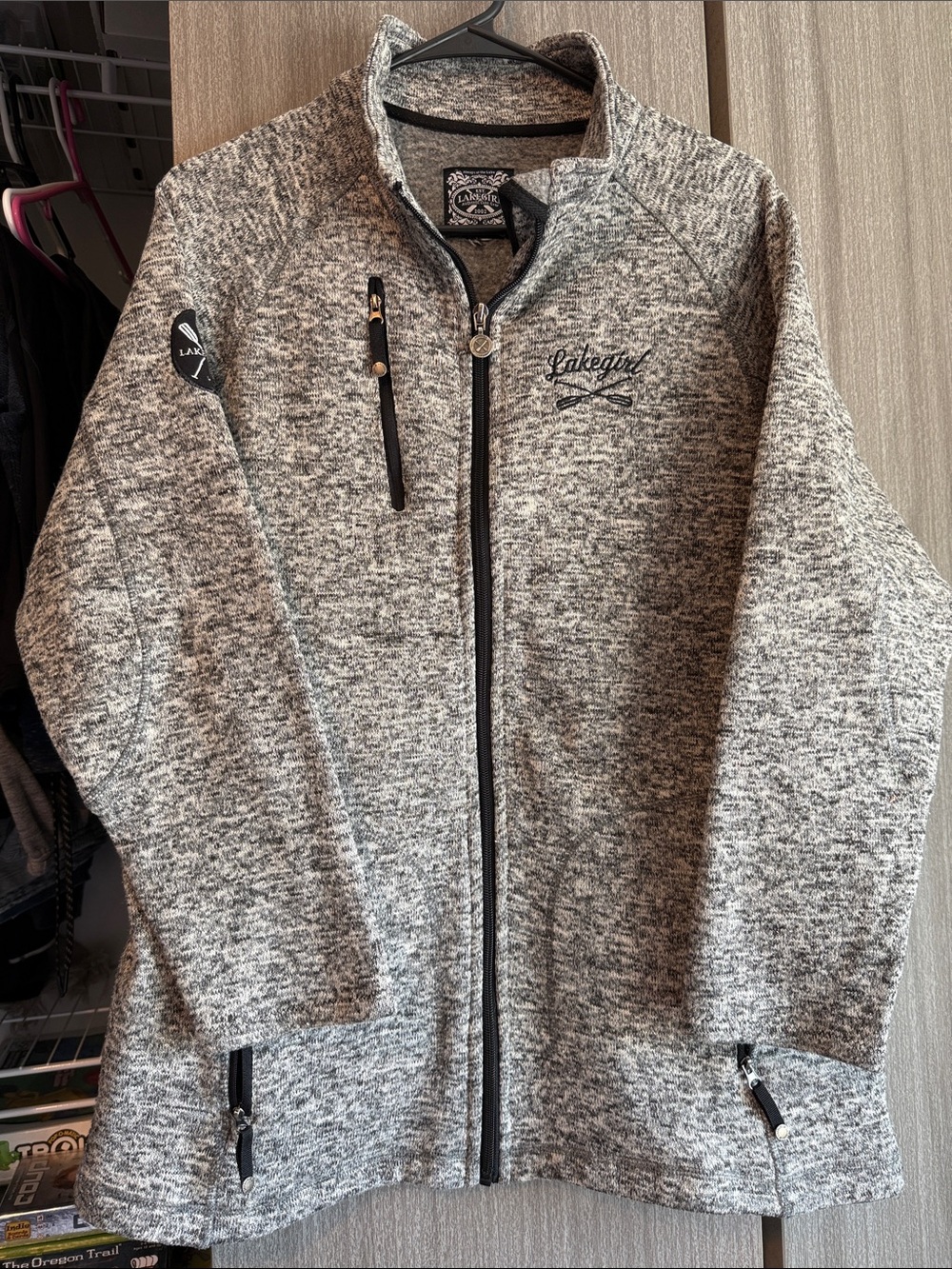 Lakegirl Women's Gray Full-Zip Heathered Fleece Jacket